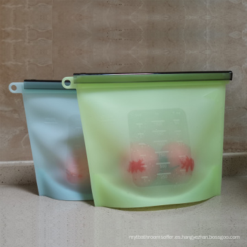 Bolsa de almacenamiento de alimentos de silicona de cremallera hermética reutilizable